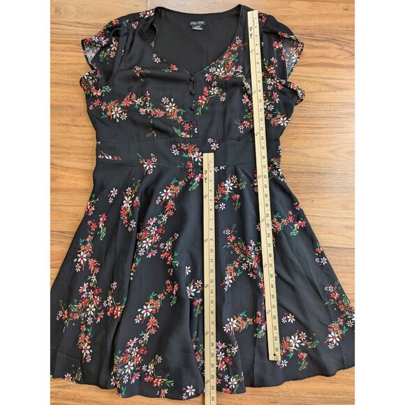 CITY CHIC Dress Size 18 Black Floral Sundress Knee Length Boho Summer Wedding C6 - Picture 15 of 16
